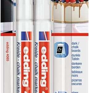 edding 4085 pack de 2 rotuladores de tiza liquida punta redonda trazo 1 3mm olor neutro color blanco