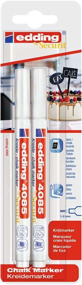 edding 4085 pack de 2 rotuladores de tiza liquida punta redonda trazo 1 3mm olor neutro color blanco