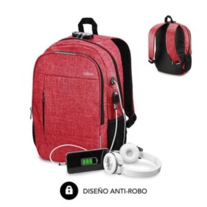subblim mochila urban lock system sinónimo de seguridad excelente capacidad organizativa conector usb para powerbank diseño resistente correas ergonómicas color rojo