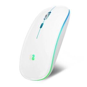subblim ratón led dual flat mouse conexión dual silent click iluminación led en 7 colores batería de larga duración color blanco