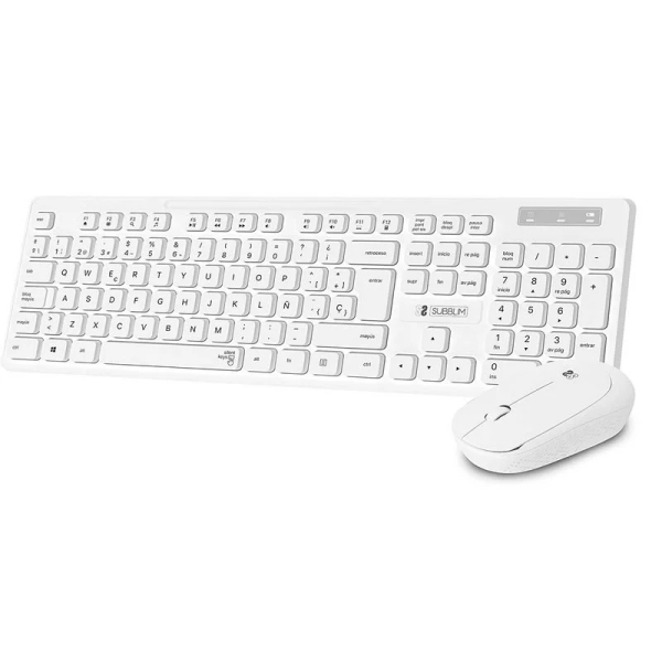 subblim combo business slim teclado y ratón inalámbricos ergonomía y silencio 2.4g color blanco