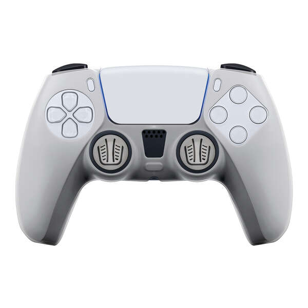 fr tec funda de silicona transparente + grips para dualsense ps5 proteccion sin alterar el aspecto mejora el agarre y evita manos sudorosas incluye grips para joysticks color gris