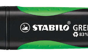 stabilo green boss marcador fluorescente fabricado con un 83% de plastico reciclado trazo entre 2 y 5mm recargable color verde