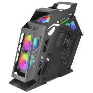 mars gaming controladora chroma argb medida en mm: 540x234x500 iluminacion addressable rgb + 39 modos de luz doble ventana cristal templado micro atx con interior xl compatibilidad con placas base microatx/mini itx color negro