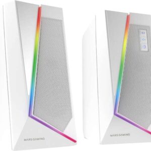 mars gaming altavoces impactantes 20w dsp rgb bluetooth 5.0 usb alimentacion espacialidad multi nivel iluminacion dinamica compactos color blanco