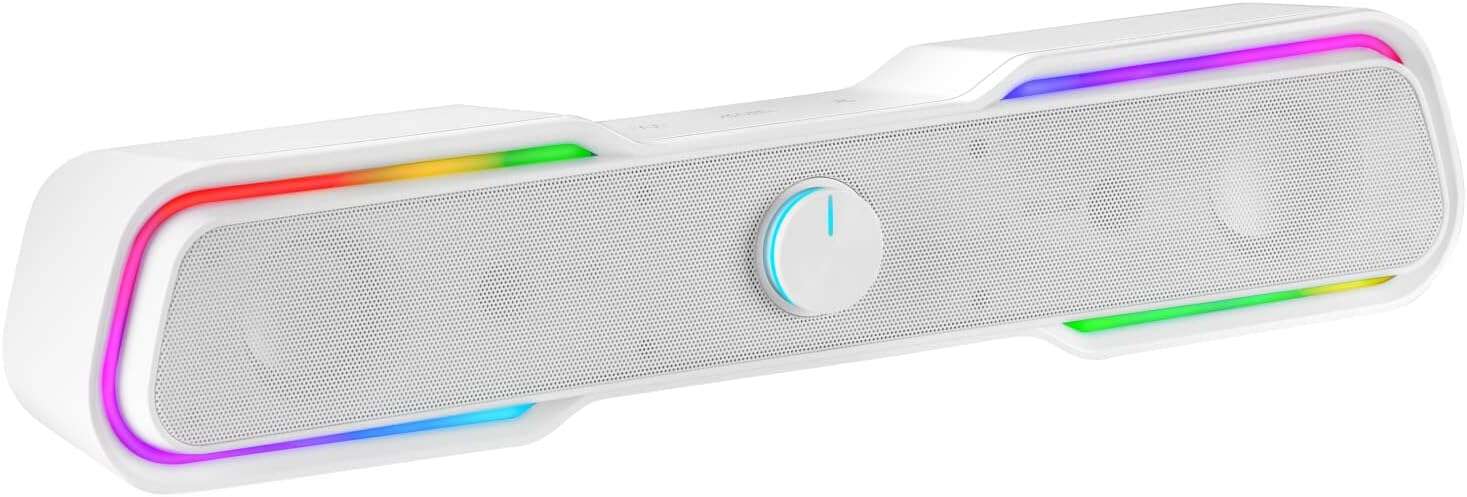 mars gaming barra de sonido gaming 10w procesador de sonido dsp iluminacion rgb conexion jack + bluetooth 5.0 color blanco