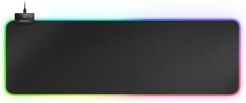 mars gaming mmprgb2 alfombrilla rgb xxl con hub usb2.0 deslizamiento nanotextil iluminacion rgb control diseño xxl 2 puertos usb resistente y flexible 800x300mm color negro
