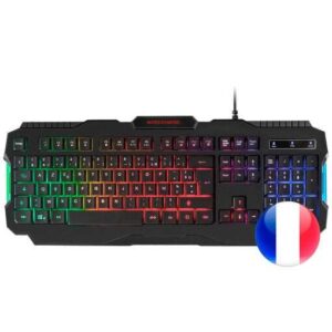 mars gaming mrk0 teclado gaming rgb rainbow 9 colores 15 teclas de funcion 560x199x32mm retroiluminacion multicolor, capacidad anti ghosting, pulsacion optimizada, procesador gaming color negro