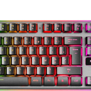 mars gaming teclado gaming mk220 tecnologia h mech iluminacion frgb rainbow panel de aluminio base de abs reforzado diseño completo material aluminio + abs longitud del cable 150cm frances color negro