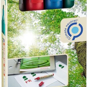 edding 22 ecoline pack de 4 rotuladores permanentes punta biselada trazo entre 1 y 5mm 90% de plastico reciclado colores surtidos