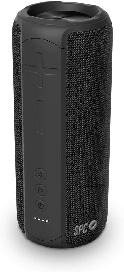 spc altavoz bluetooth portatil sound zenith potencia 24w autonomia 12 horas proteccion ipx7 true wireless stereo manos libres diseño tubo portatil color negro