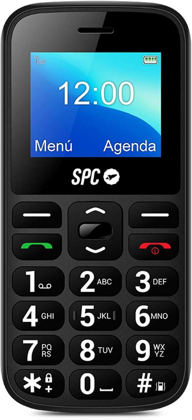 spc fortune 2 mayor cobertura 4g llamada de emergencia ayuda inteligente en remoto volumen de timbre muy alto menu sencillo con iconos grandes color negro
