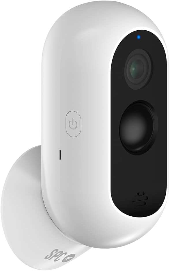 spc camara de seguridad inalambrica con bateria 9600 mah wifi interior y exterior resistente a la lluvia full hd vision nocturna notificaciones en tiempo real audio bidireccional color blanco