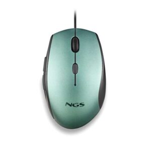 ngs moth ice raton usb 1600dpi + adaptador usb a a usb c 5 botones uso diestro cable de 1.80m color verde metalizado/negro