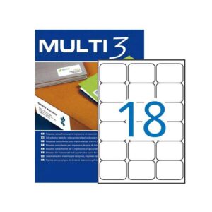multi3 pack de 1800 etiquetas blancas tamaño 63,5x46,6mm cantos romos aptas para imprimir