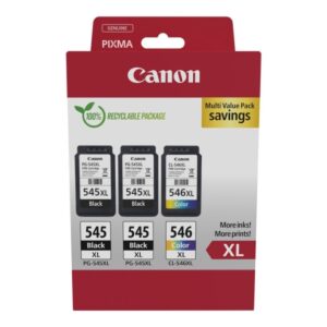 canon pg545xl negro + cl546xl color pack de 3 cartuchos de tinta originales 8286b013