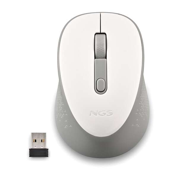 ngs dew white raton inalambrico usb 1600dpi 3 botones uso diestro color blanco/gris