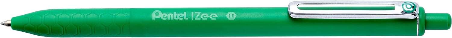 pentel izee boligrafo de bola retractil punta 0.7mm trazo 0.35mm clip de metal color verde
