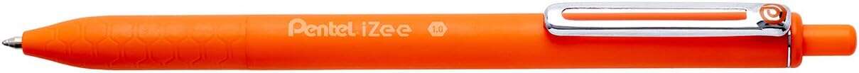 pentel izee boligrafo de bola retractil punta 0.7mm trazo 0.35mm clip de metal color naranja
