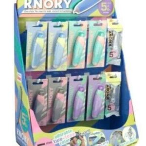 pentel knoky expositor de 48 cintas correctoras 5mm x 6m + 12 recambios mecanismo de presion forma ergonomica recargable colores surtidos