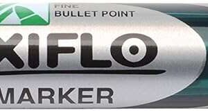 pentel maxiflo rotulador para pizarra blanca punta de bala ancho de linea 2mm regulacion del flujo de tinta 50% de materiales reciclados color verde