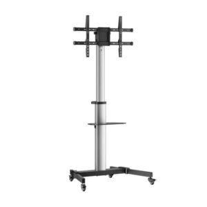 aisens soporte de suelo con rueda bandeja para dvd para monitor/tv 50kg de 37 86" color negro/plata