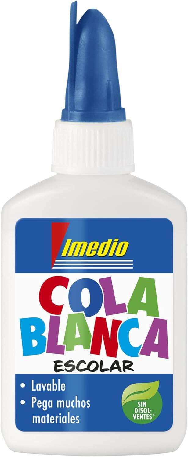 imedio cola blanca escolar 40gr sin disolventes bote blando ideal para niños con espatula incorporada