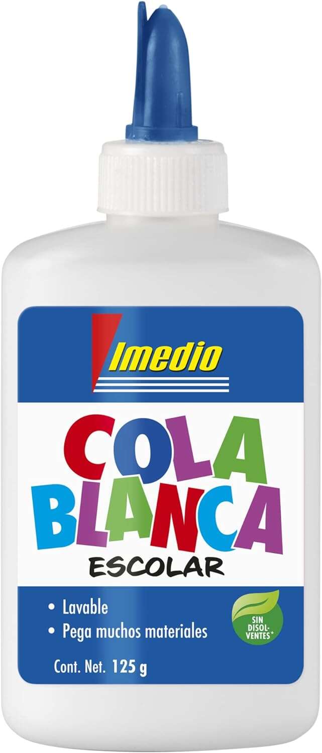 imedio cola blanca escolar 125gr sin disolventes bote blando ideal para niños con espatula incorporada
