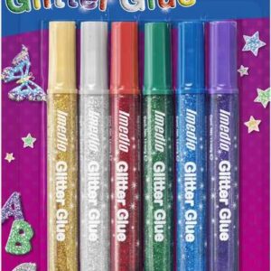 imedio glitter glue "original" pack de 6 tubos de pegamento con brillantina 10ml para distintos materiales tubo extrablando boquilla de precision sin disolventes colores surtidos