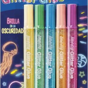imedio glitter glue "brilla en la oscuridad" pack de 5 tubos de pegamento con brillantina 10ml brilla en la oscuridad para distintos materiales tubo extrablando boquilla de precision sin disolventes colores surtidos