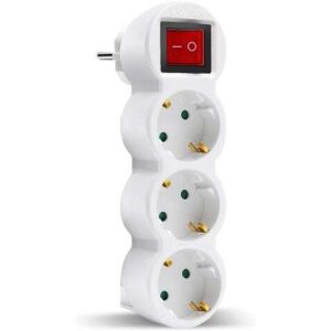 elbat base multiple 3 tomas con interruptor color blanco