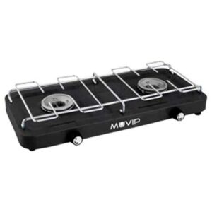 muvip cocina de gas 2 fuegos con parrilla desmontable base antideslizante color negro