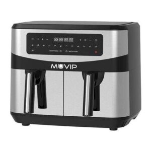 muvip freidora aire caliente doble 9 litros 2600w pantalla tactil 12 programas de coccion color gris
