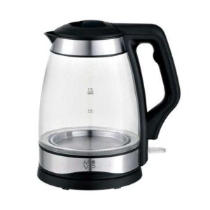 muvip hervidor de agua cristal inox 1.7 litros 2200w indicador de nivel de agua base giratoria 360º color negro