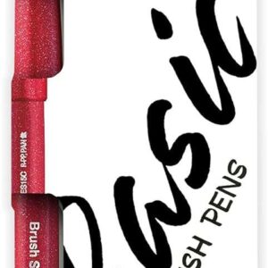 pentel brush sing pen basic pack de 4 rotuladores con punta de pincel lineas finas o gruesas dependiendo de la presion fabricados con 81% de plasticos recicldos colores negro, azul, rojo y verde