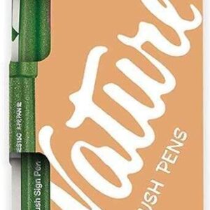 pentel brush sing pen nature pack de 4 rotuladores con punta de pincel lineas finas o gruesas dependiendo de la presion fabricados con 81% de plasticos recicldos colores verde oliva, rojo burgundy, marron claro y gris claro
