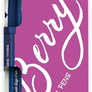 pentel brush sing pen berry pack de 4 rotuladores con punta de pincel lineas finas o gruesas dependiendo de la presion fabricados con 81% de plasticos recicldos colores azul marino, azul violeta, rosa violeta y verde turquesa