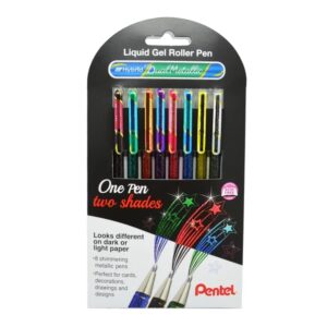 pentel hybrid dual metallic pack de 8 boligrafos de bola con tinta gel brillante punta 1mm trazo 0.5mm colores brillantes surtidos