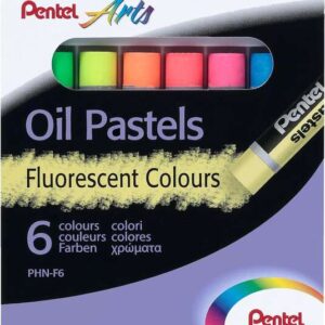 pentel oil pastels pack de 6 pasteles oleo fluorescentes blandos, cremosos y de secado lento colores fluorescentes surtidos