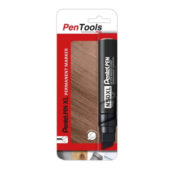pentel pentools pen n50xl rotulador permanente industrial trazo 11 17mm punta biselada resistente y duradera resistente a agua y luz color negro
