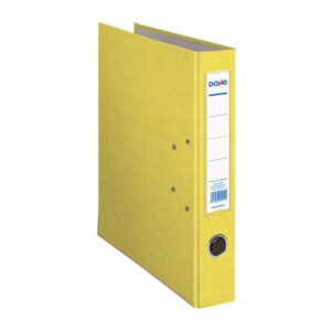 dohe archivador de palanca folio lomo de 45mm con ollao, rado y tarjetero en el lomo carton forrado con polipropileno cantoneras metalicas color amarillo