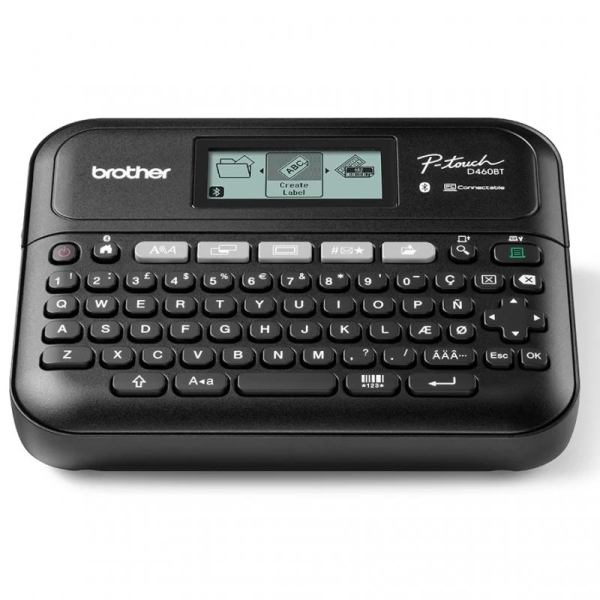 brother p touch d460bt rotuladora electronica pantalla lcd ancho max. de cinta 18mm bluetooth, usb color negro