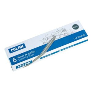 milan pack de 6 minas de grafito para dibujo 5.2mm b alta resistencia