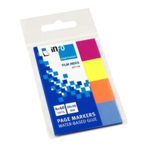 global notes info pack de 4 blocs de 40 marcadores de pagina 50 x 20mm colores amarillo, naranja, azul y rosa