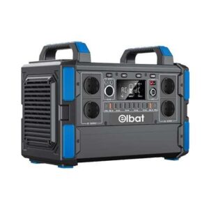 elbat generador de energia portatil 1000w bateria de litio 327.600mah funcion bms carga con panel solar incluye adaptador ac y cargador de coche puertos usb y tipo c color negro