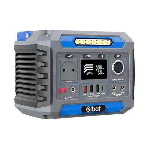 elbat generador de energia portatil 300w bateria de litio 78.000mah display led carga solar accesorios incluidos puertos de salida usb y dc color gris