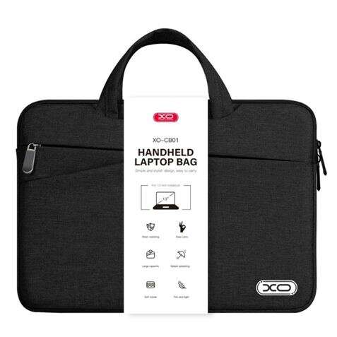 xo maletin para portatil hasta 13" resistente a salpicaduras, desgaste y arañazos diseño moderno color negro