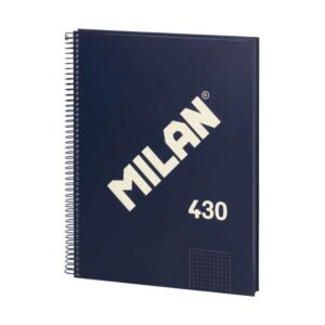 milan serie 1918 cuaderno espiral formato a4 cuadricula 5x5mm 80 hojas de 95 gr/m2 microperforado, 4 taladros color azul oscuro