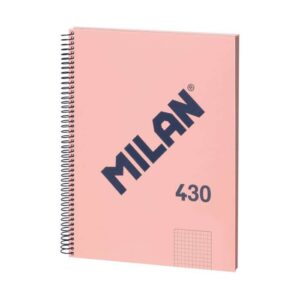 milan serie 1918 cuaderno espiral formato a4 cuadricula 5x5mm 80 hojas de 95 gr/m2 microperforado, 4 taladros color rosa