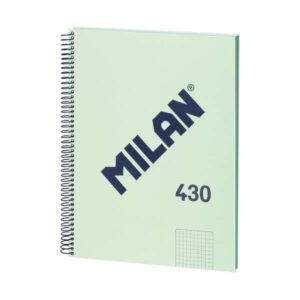 milan serie 1918 cuaderno espiral formato a4 cuadricula 5x5mm 80 hojas de 95 gr/m2 microperforado, 4 taladros color verde